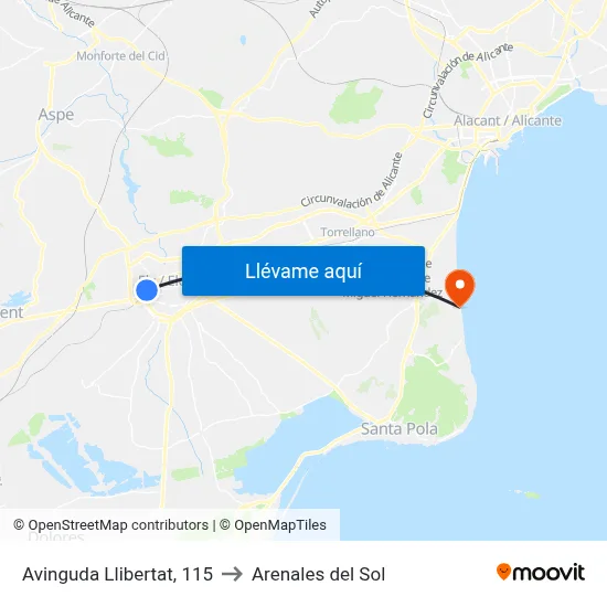 Avinguda Llibertat, 115 to Arenales del Sol map