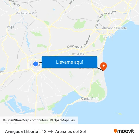 Avinguda Llibertat, 12 to Arenales del Sol map