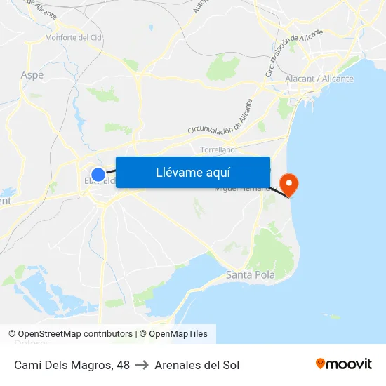 Camí Dels Magros, 48 to Arenales del Sol map