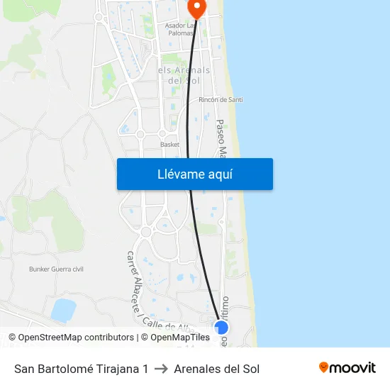 San Bartolomé Tirajana 1 to Arenales del Sol map