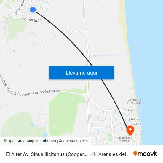 El Altet Av. Sinus Ilicitanus (Cooperativa) to Arenales del Sol map