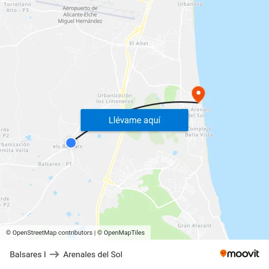 Balsares I to Arenales del Sol map