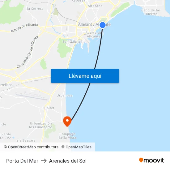 Porta Del Mar to Arenales del Sol map