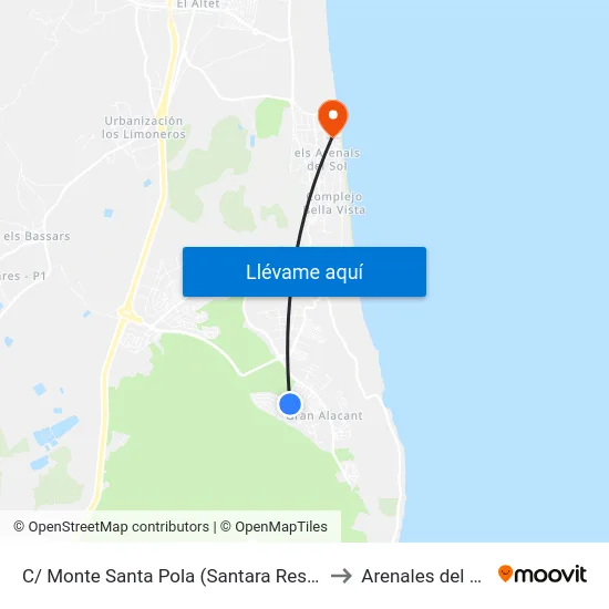 C/ Monte Santa Pola (Santara Resort) to Arenales del Sol map