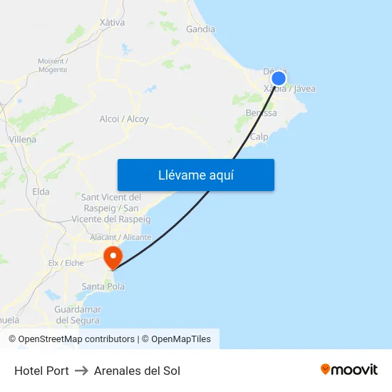 Hotel Port to Arenales del Sol map