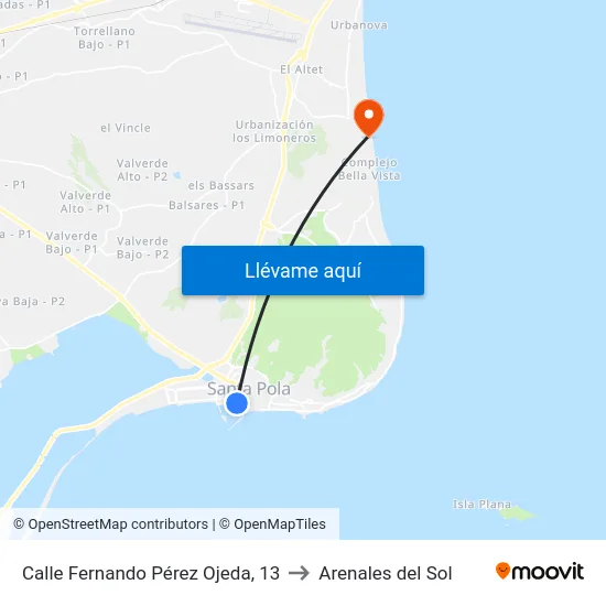 Calle Fernando Pérez Ojeda, 13 to Arenales del Sol map