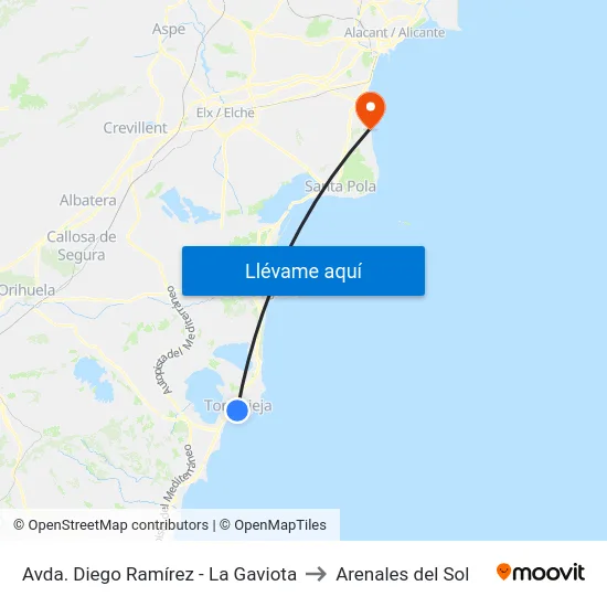 Avda. Diego Ramírez - La Gaviota to Arenales del Sol map