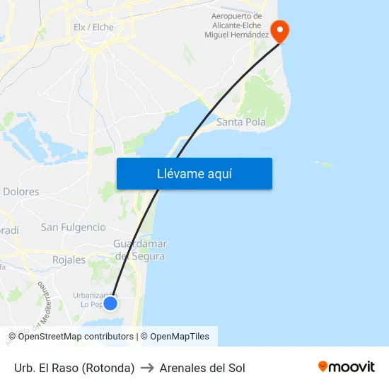 Urb. El Raso (Rotonda) to Arenales del Sol map