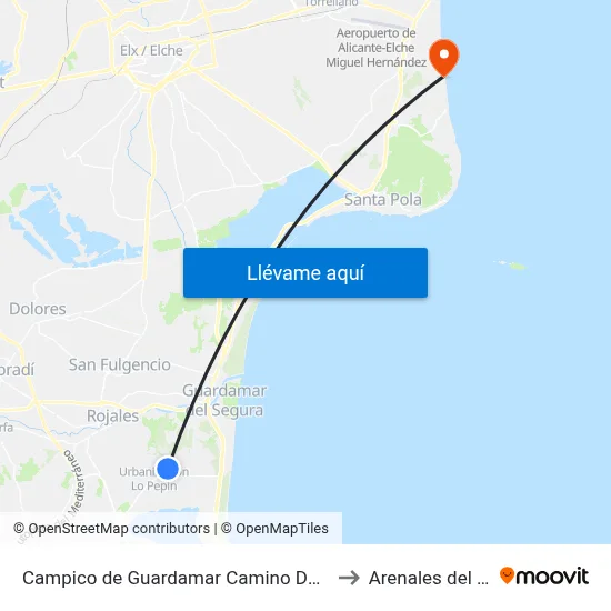 Campico de Guardamar Camino Del Dos to Arenales del Sol map