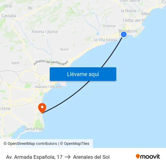 Av. Armada Española, 17 to Arenales del Sol map