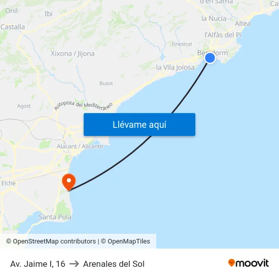 Av. Jaime I, 16 to Arenales del Sol map