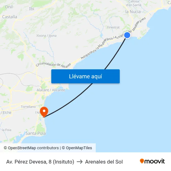 Av. Pérez Devesa, 8 (Insituto) to Arenales del Sol map