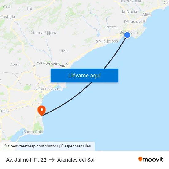 Av. Jaime I, Fr. 22 to Arenales del Sol map