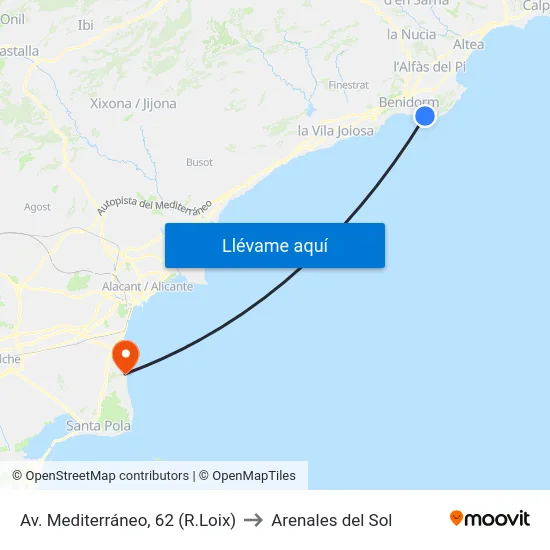 Av. Mediterráneo, 62 (R.Loix) to Arenales del Sol map