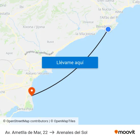 Av. Ametlla de Mar, 22 to Arenales del Sol map