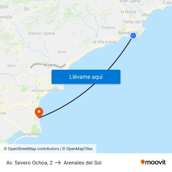 Av. Severo Ochoa, 2 to Arenales del Sol map