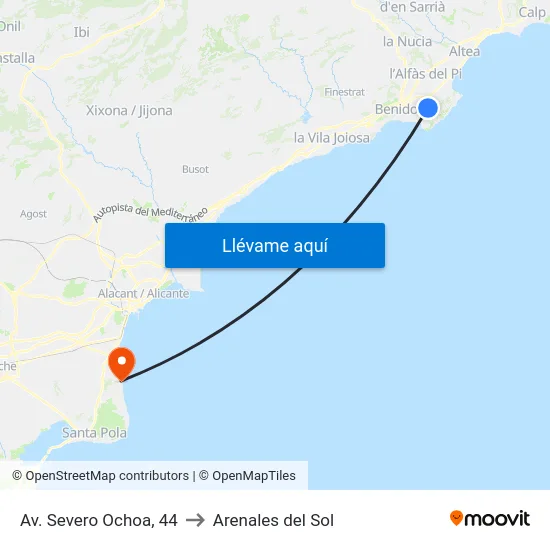 Av. Severo Ochoa, 44 to Arenales del Sol map