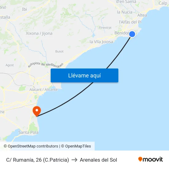 C/ Rumanía, 26 (C.Patricia) to Arenales del Sol map
