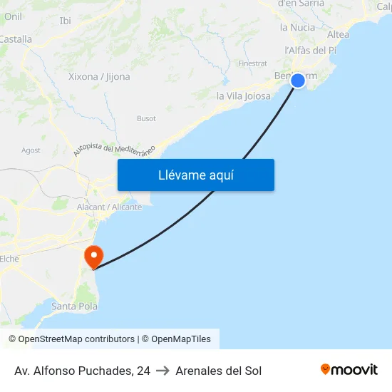 Av. Alfonso Puchades, 24 to Arenales del Sol map