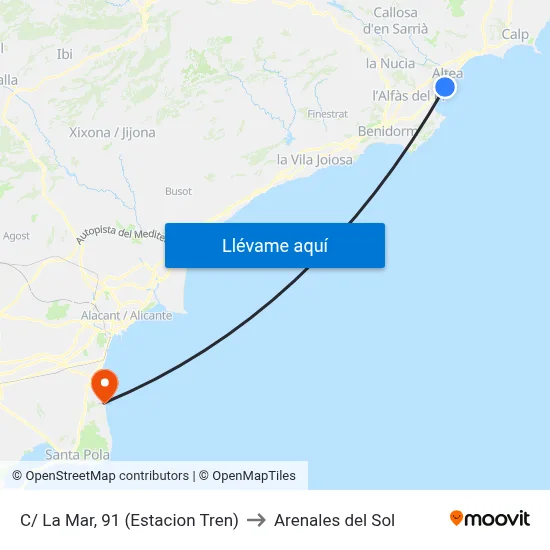 C/ La Mar, 91 (Estacion Tren) to Arenales del Sol map