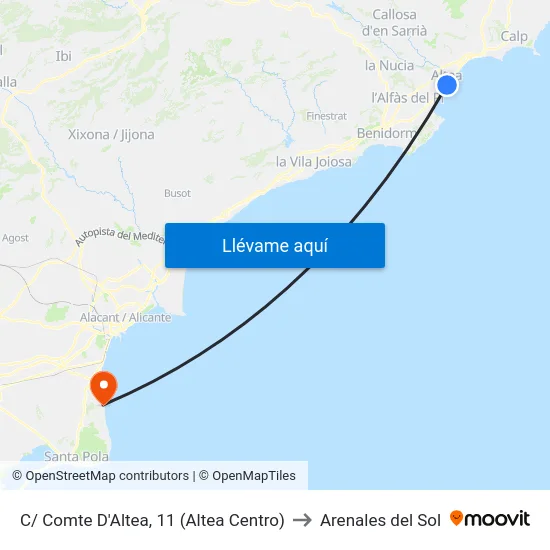 C/ Comte D'Altea, 11 (Altea Centro) to Arenales del Sol map