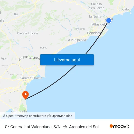 C/ Generalitat Valenciana, S/N to Arenales del Sol map