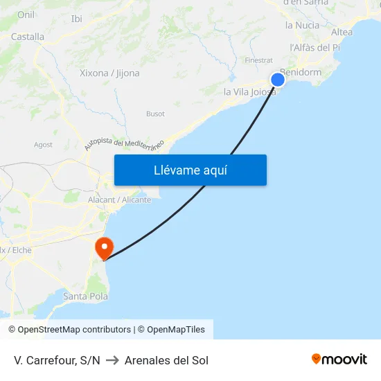 V. Carrefour, S/N to Arenales del Sol map