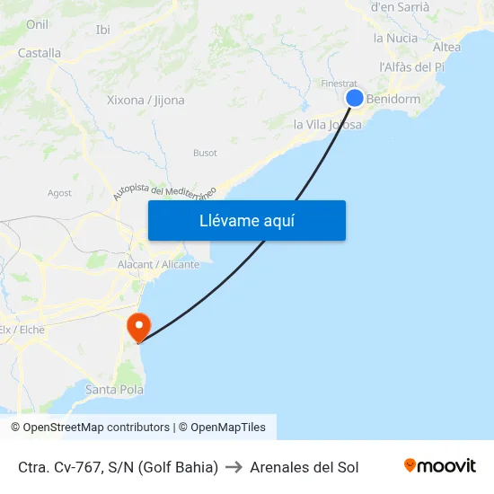 Ctra. Cv-767, S/N (Golf Bahia) to Arenales del Sol map