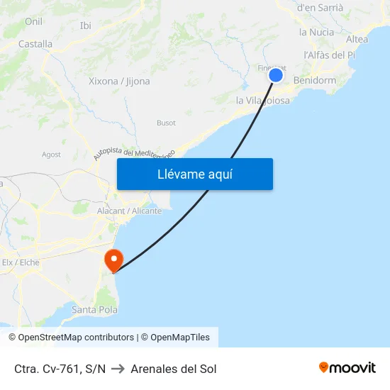Ctra. Cv-761, S/N to Arenales del Sol map