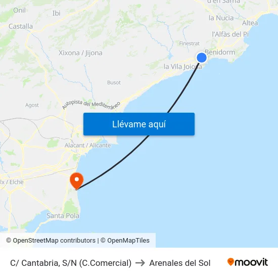 C/ Cantabria, S/N (C.Comercial) to Arenales del Sol map