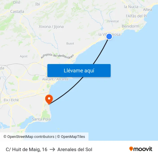C/ Huit de Maig, 16 to Arenales del Sol map