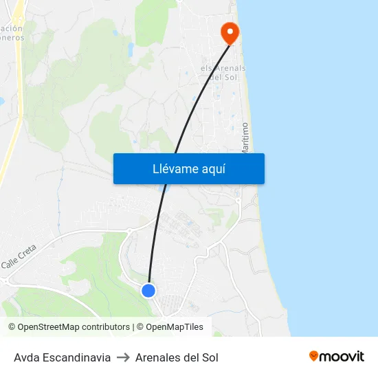 Avda Escandinavia to Arenales del Sol map