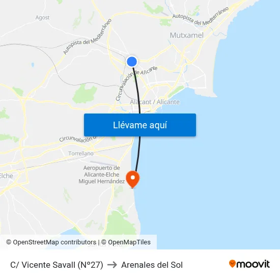 C/ Vicente Savall (Nº27) to Arenales del Sol map