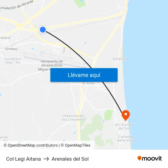 Col·Legi Aitana to Arenales del Sol map