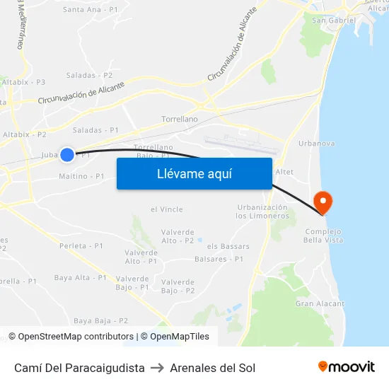 Camí Del Paracaigudista to Arenales del Sol map