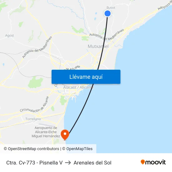 Ctra. Cv-773 - Pisnella V to Arenales del Sol map