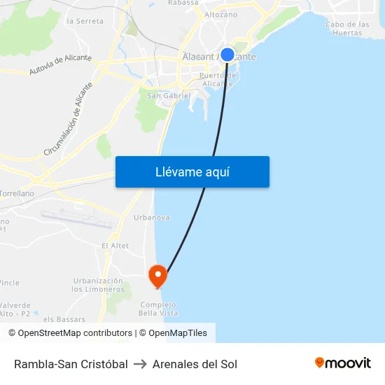 Rambla-San Cristóbal to Arenales del Sol map