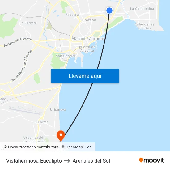Vistahermosa-Eucalipto to Arenales del Sol map
