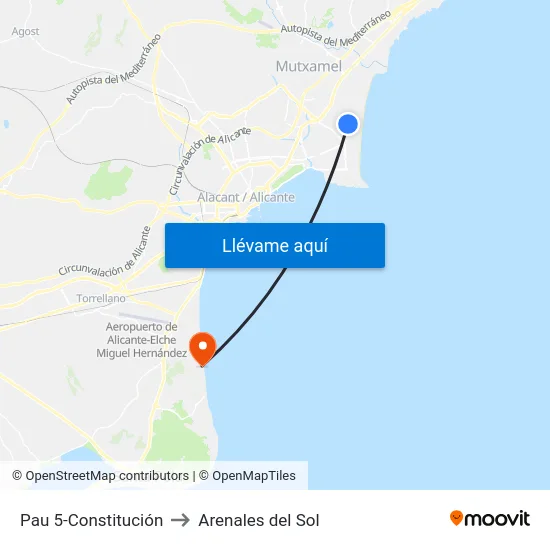 Pau 5-Constitución to Arenales del Sol map