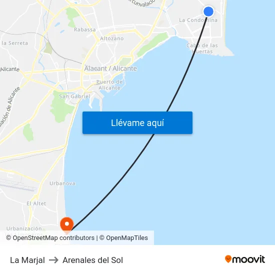 La Marjal to Arenales del Sol map