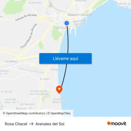 Rosa Chacel to Arenales del Sol map