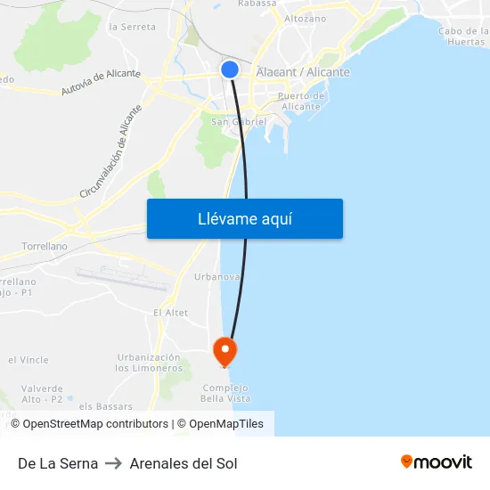 De La Serna to Arenales del Sol map