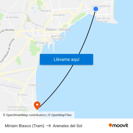 Miriam Blasco (Tram) to Arenales del Sol map