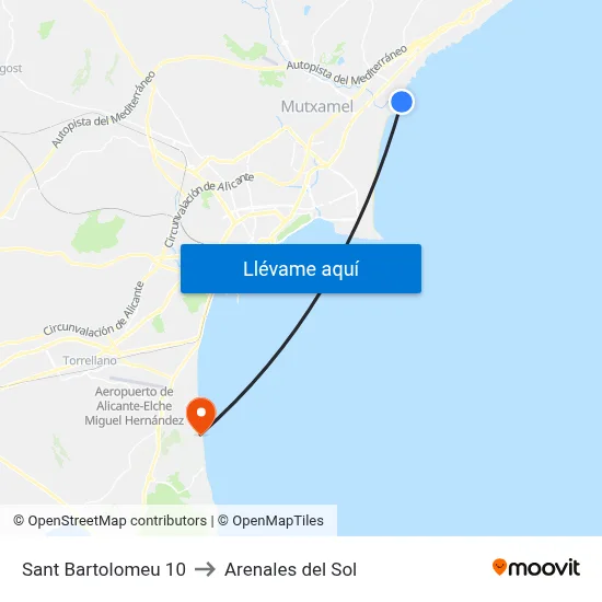 Sant Bartolomeu 10 to Arenales del Sol map