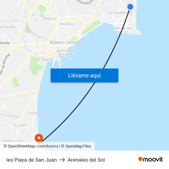 Ies Playa de San Juan to Arenales del Sol map