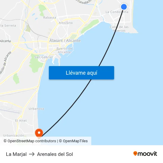 La Marjal to Arenales del Sol map