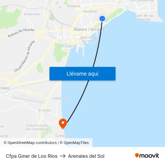 Cfpa Giner de Los Ríos to Arenales del Sol map