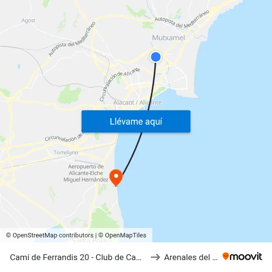 Camí de Ferrandis 20  - Club de Campo V to Arenales del Sol map