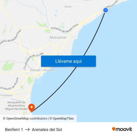 Benferri 1 to Arenales del Sol map