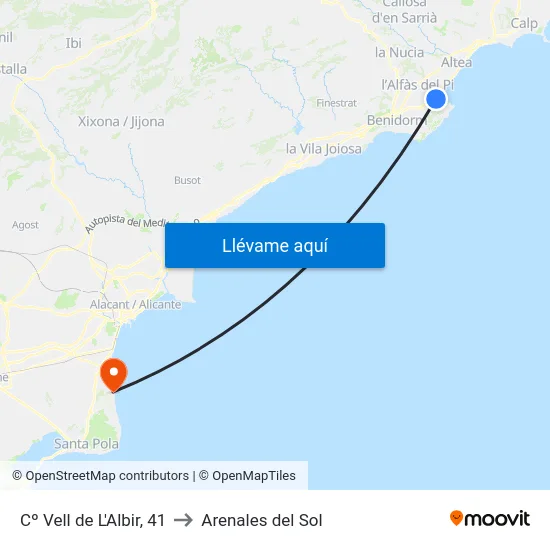Cº Vell de L'Albir, 41 to Arenales del Sol map